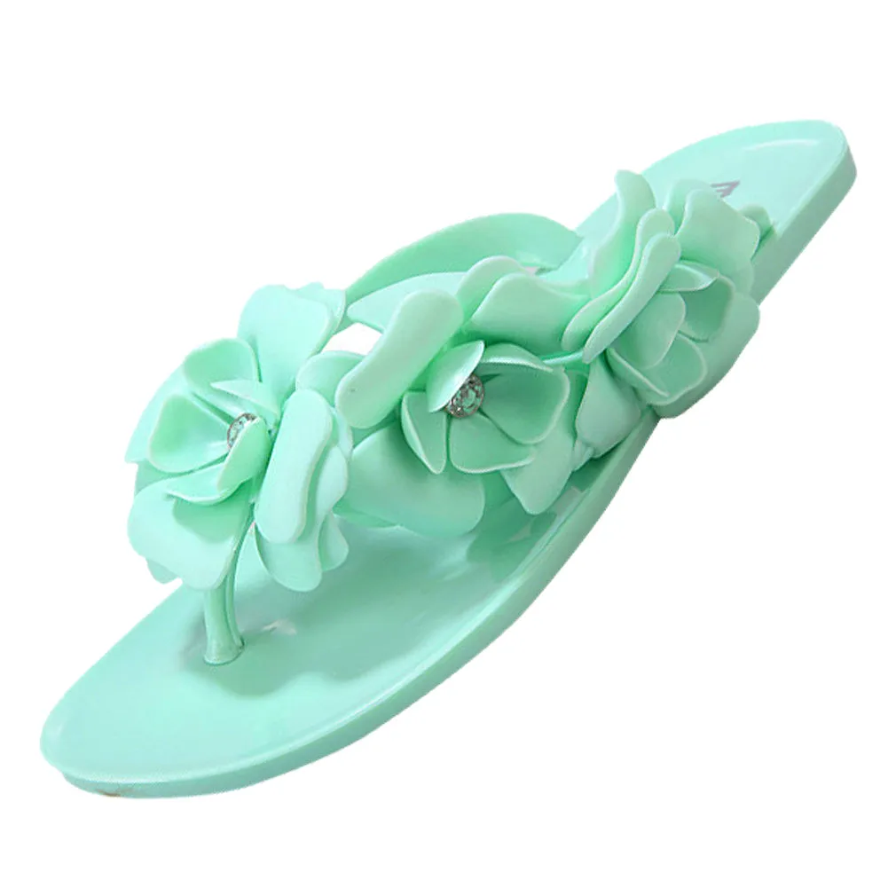 Women's Summer Flip Flops With Flowers