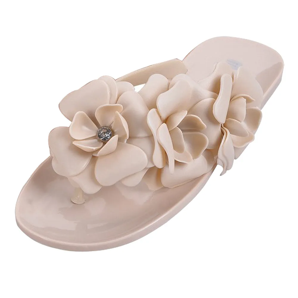 Women's Summer Flip Flops With Flowers