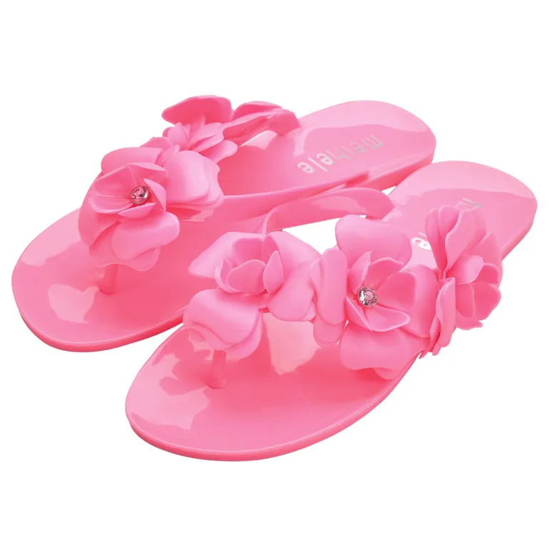 Women's Summer Flip Flops With Flowers