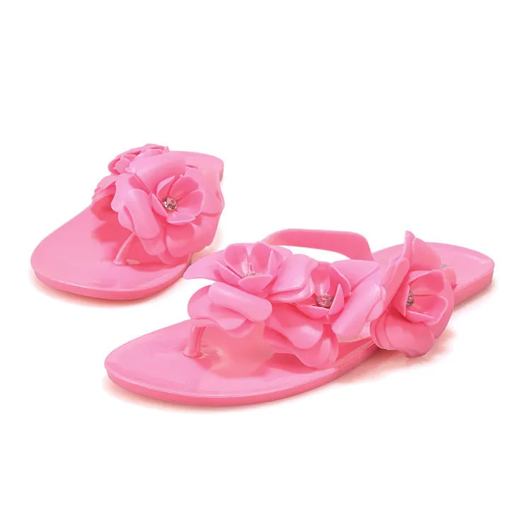 Women's Summer Flip Flops With Flowers