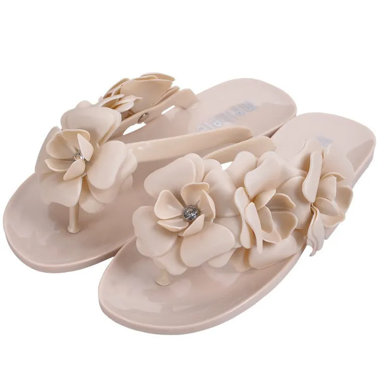 Women's Summer Flip Flops With Flowers