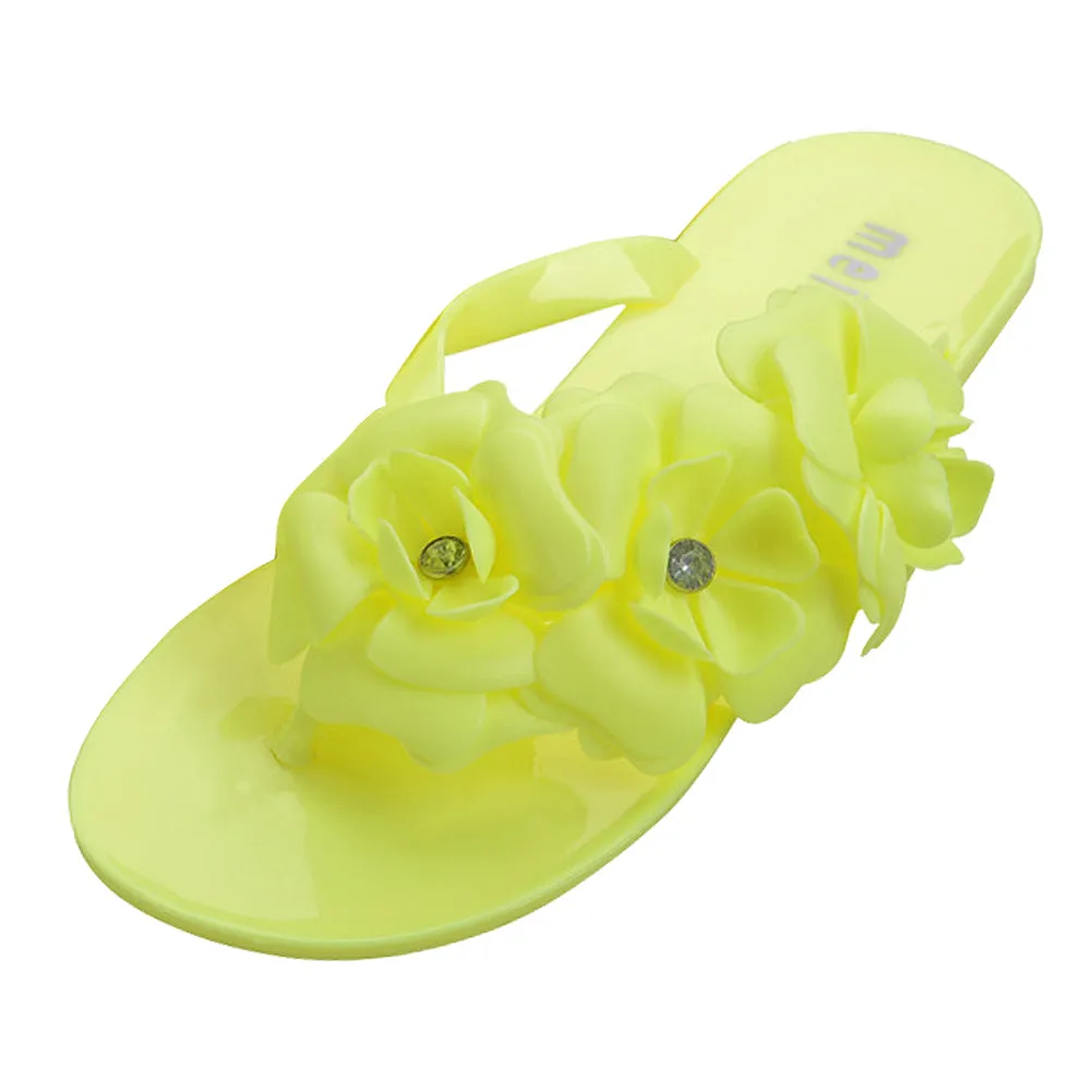Women's Summer Flip Flops With Flowers