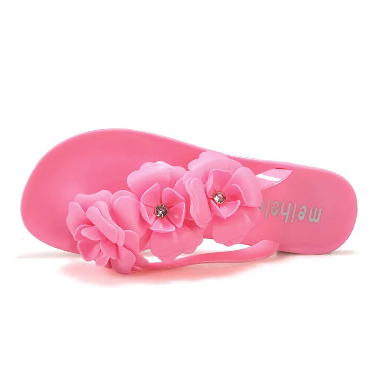 Women's Summer Flip Flops With Flowers