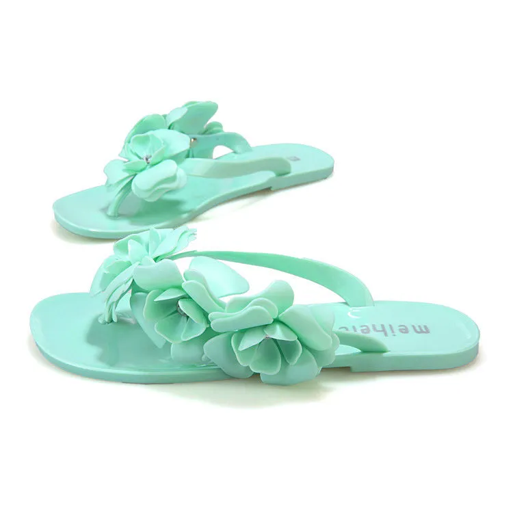 Women's Summer Flip Flops With Flowers