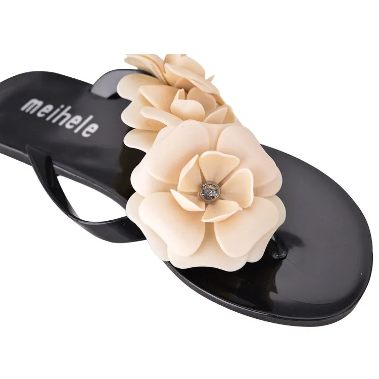 Women's Summer Flip Flops With Flowers