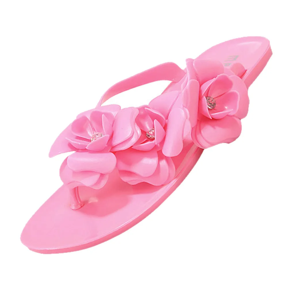 Women's Summer Flip Flops With Flowers