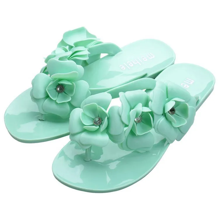 Women's Summer Flip Flops With Flowers