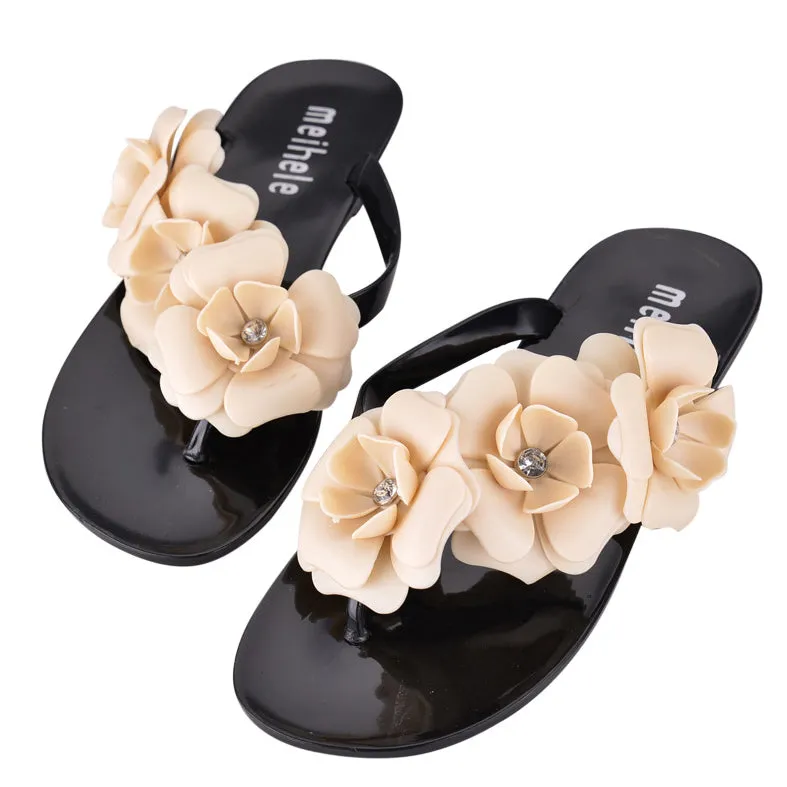 Women's Summer Flip Flops With Flowers