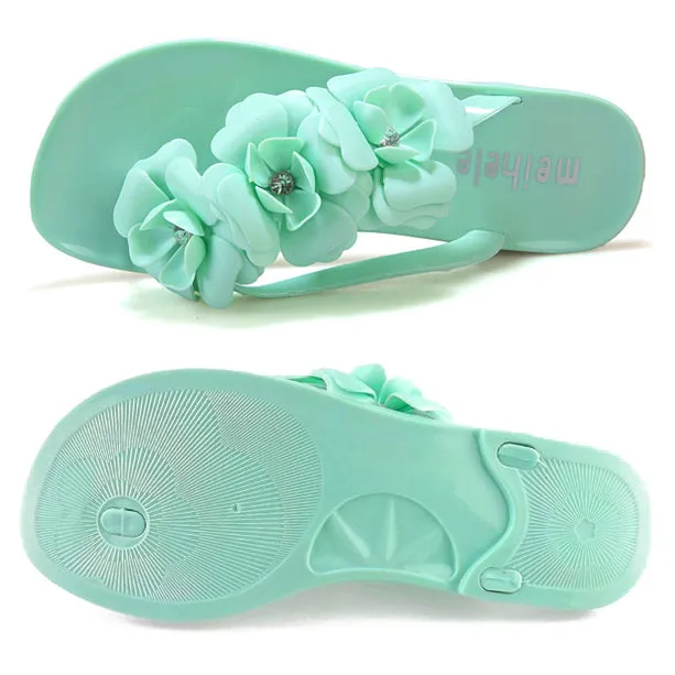 Women's Summer Flip Flops With Flowers
