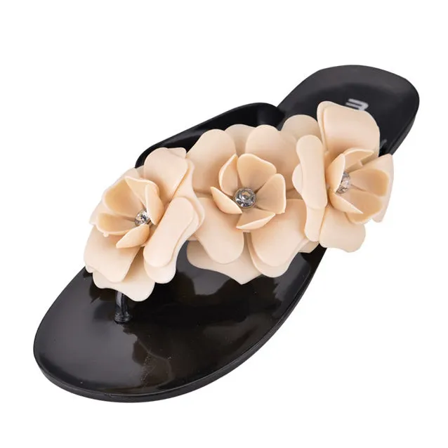 Women's Summer Flip Flops With Flowers