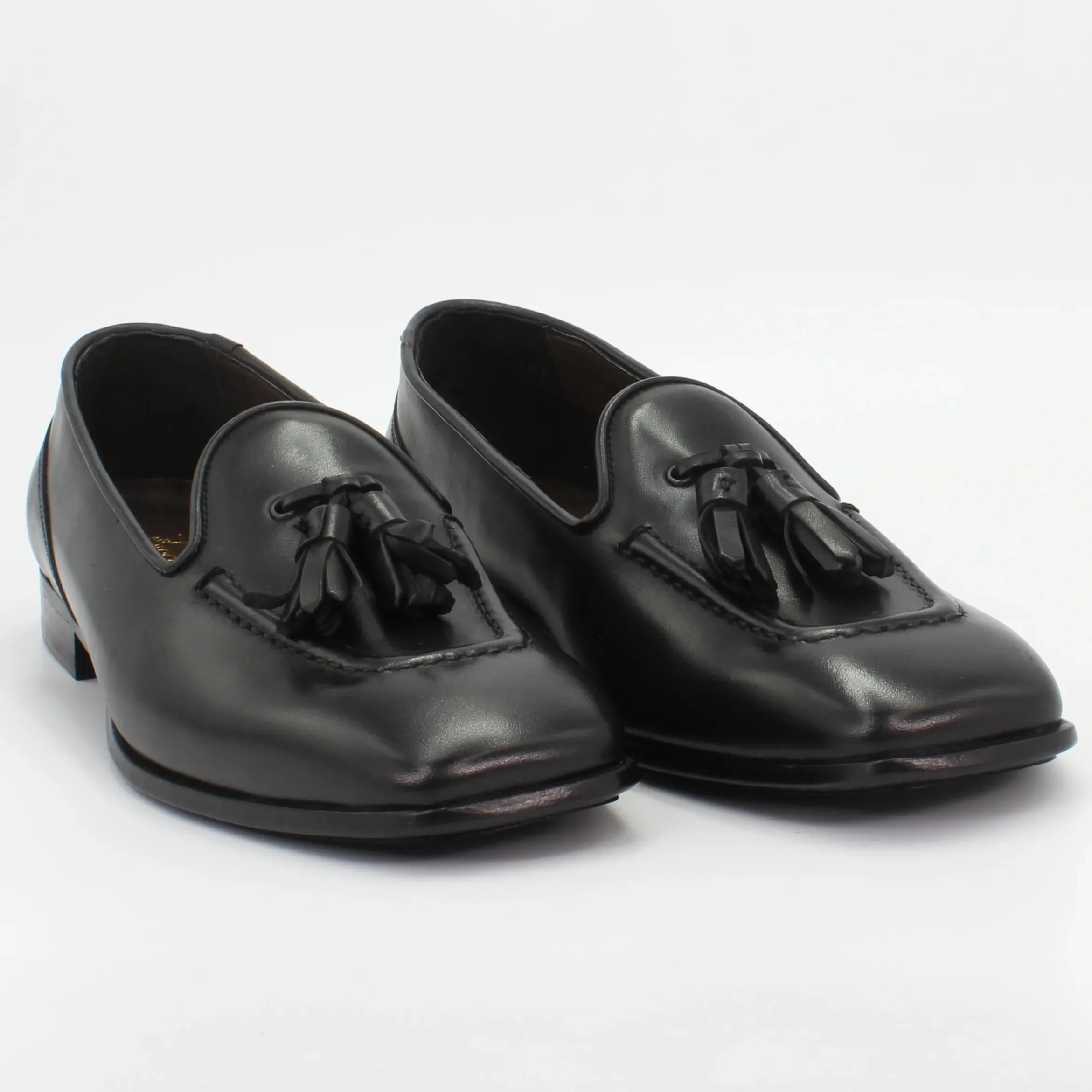 Women's tassle mocassin in calf leather black (BRD10678)