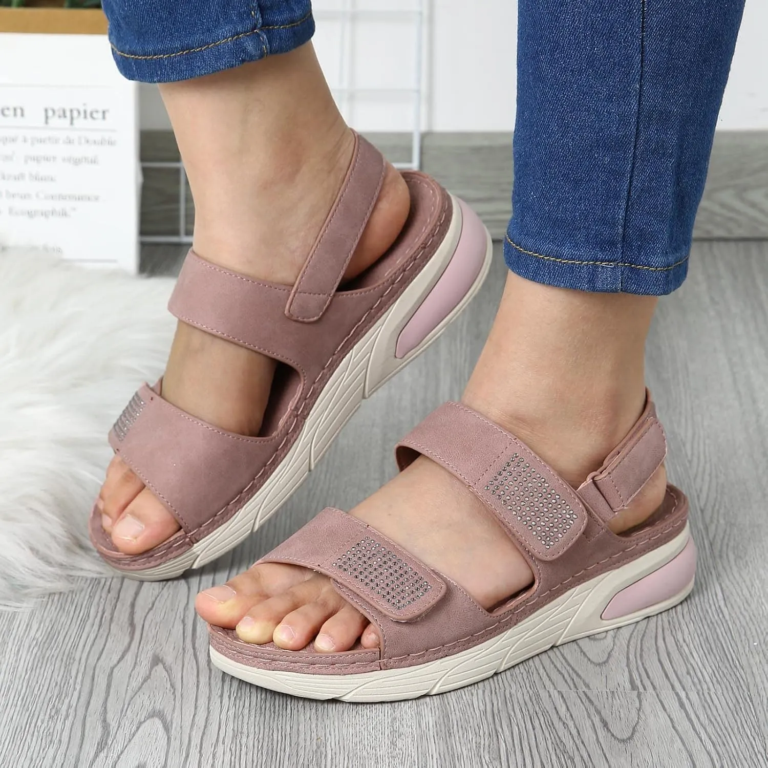 Womens Walking Sandals Sport Thick Bottom Athletic Outdoor Comfortable Water Sandles Adjustable Strap Sandals