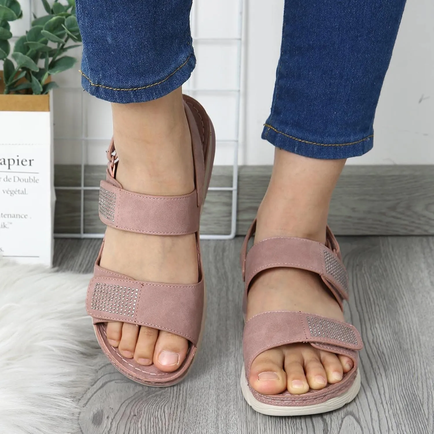 Womens Walking Sandals Sport Thick Bottom Athletic Outdoor Comfortable Water Sandles Adjustable Strap Sandals