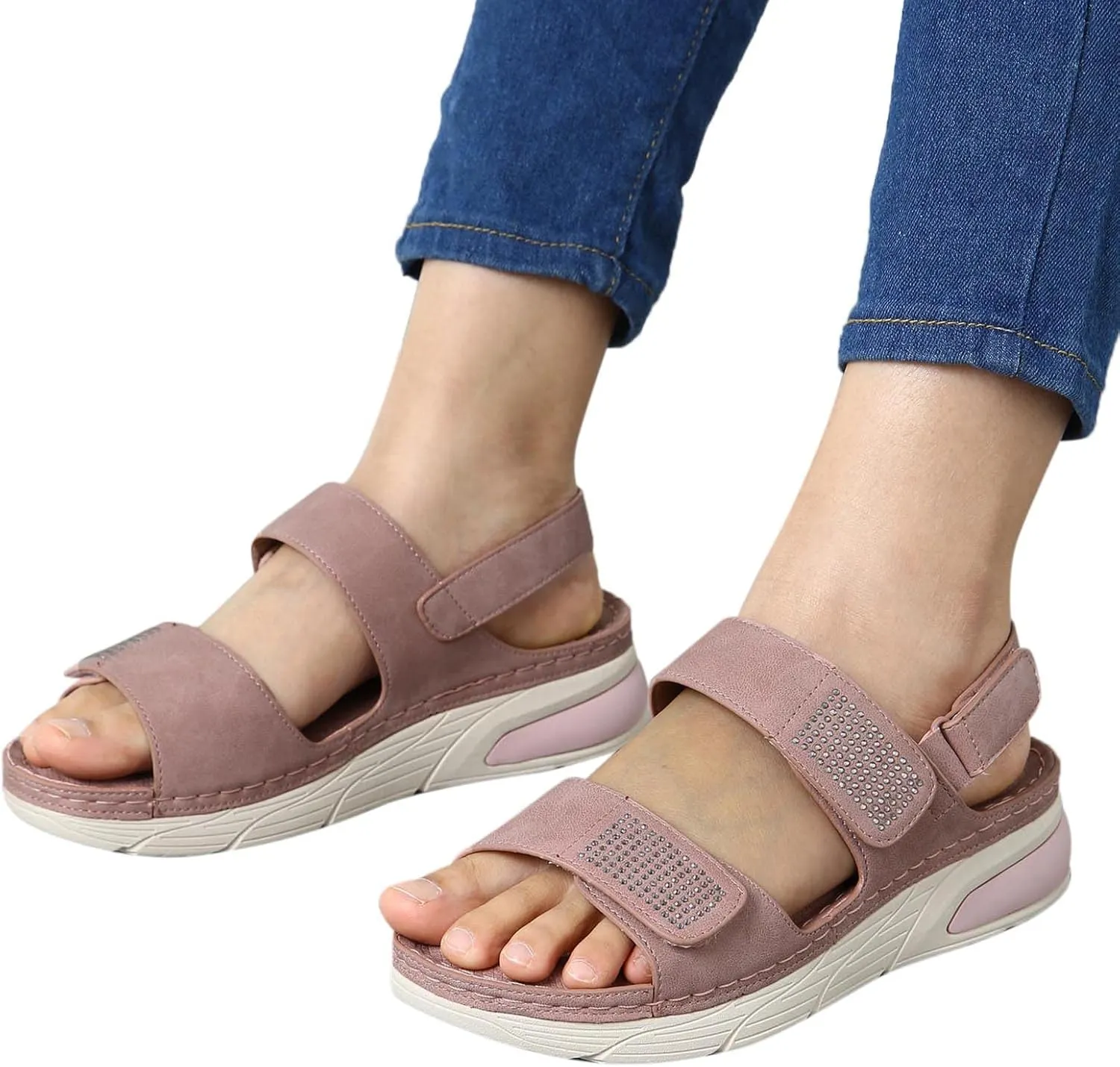Womens Walking Sandals Sport Thick Bottom Athletic Outdoor Comfortable Water Sandles Adjustable Strap Sandals