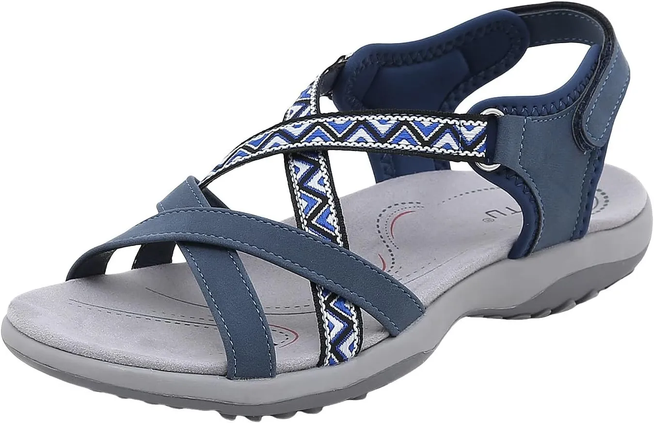 Women's Walking Sandals Womens Flat Comfortable Adjustable Strap Lightweight Platform Sport Sandals