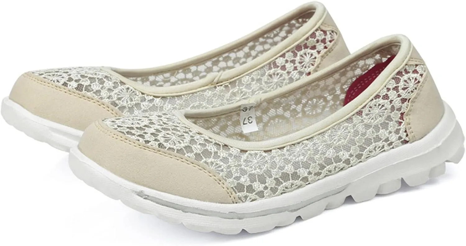 Womens Walking Sneakers Women Lace Up Shoes Flats Casual Shoes Lightweight Work Shoes Breathable Slip Work Trainers