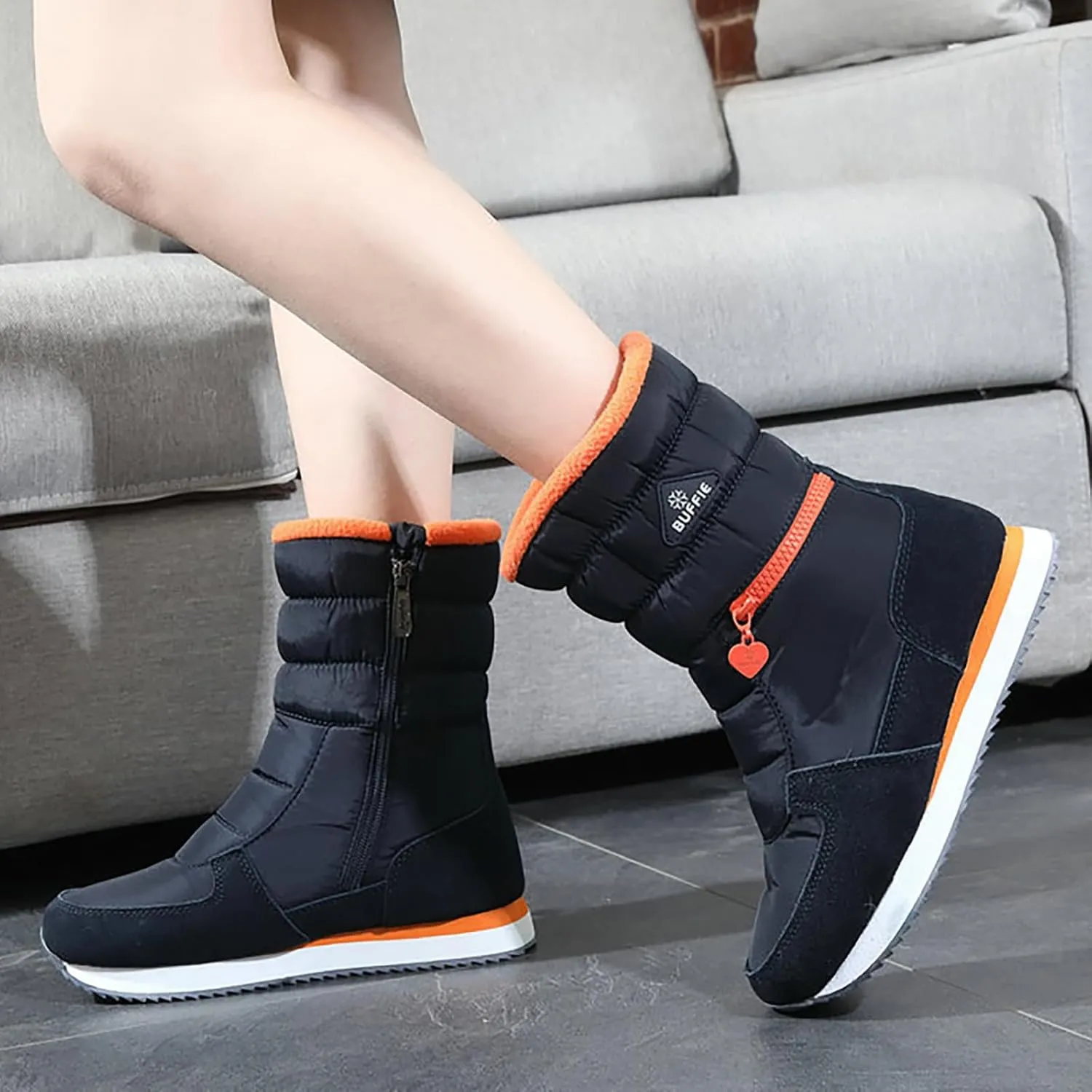 Women's Waterproof Winter Snow Boots Lightweight Warm Faux Fur Lined Mid-Calf Booties Fur Lined WaterProof Warm No-Slip