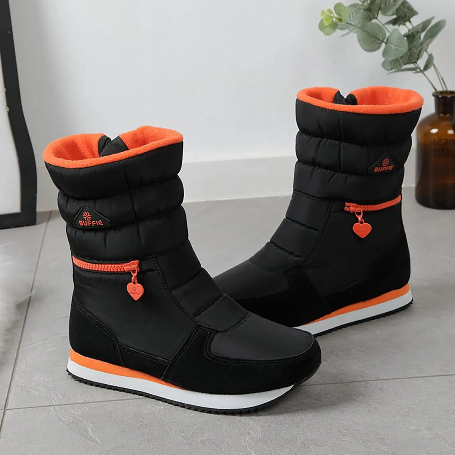 Women's Waterproof Winter Snow Boots Lightweight Warm Faux Fur Lined Mid-Calf Booties Fur Lined WaterProof Warm No-Slip