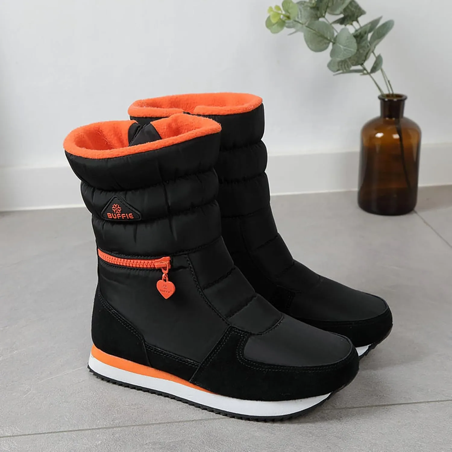 Women's Waterproof Winter Snow Boots Lightweight Warm Faux Fur Lined Mid-Calf Booties Fur Lined WaterProof Warm No-Slip