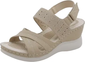 Women's Wedges Sandals Casual Comfortable Slip-On Slide Sandals With Adjustable Strap for Summer