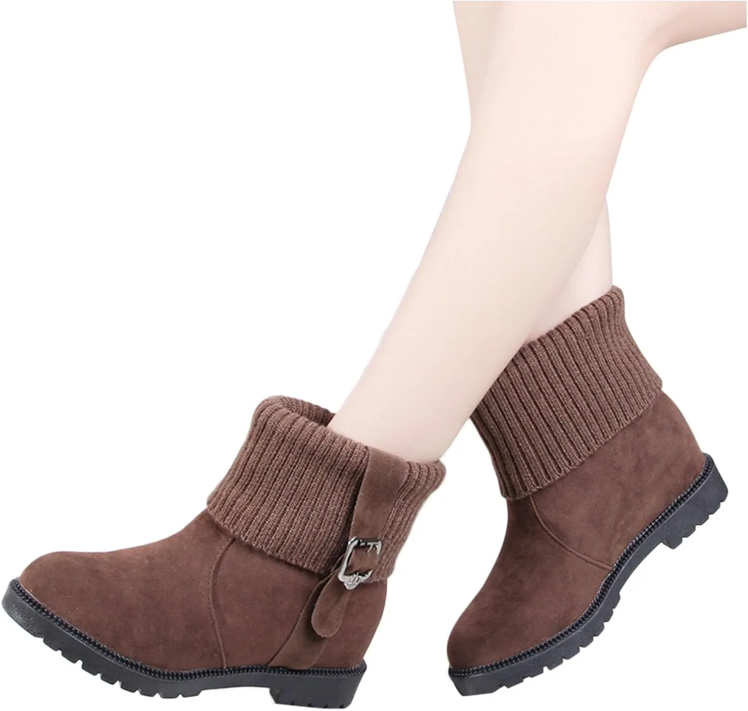 Women's Winter Snow Boots Warm Comfortable Faux Fur Insulated Outdoor Mid Calf Booties Thick Walking Motorcycle Boots