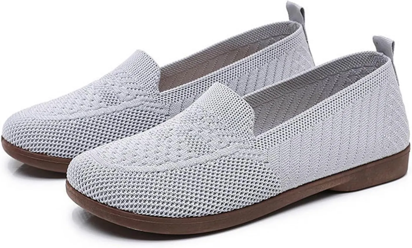 Women's Woven Orthopedic Breathable Soft Shoes Arch Support, Mesh Anti Slip Sports Shoes Comfortable Low Heel Slip on Sneaker