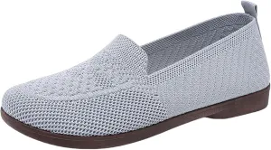 Women's Woven Orthopedic Breathable Soft Shoes Arch Support, Mesh Anti Slip Sports Shoes Comfortable Low Heel Slip on Sneaker