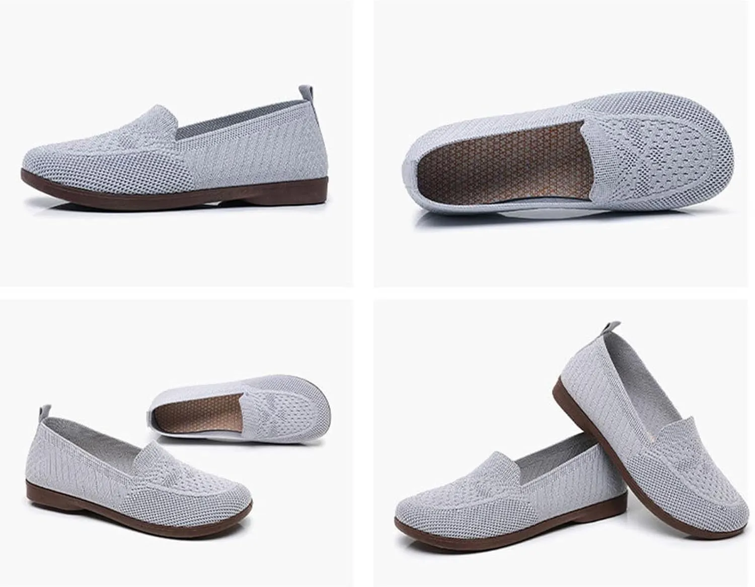 Women's Woven Orthopedic Breathable Soft Shoes Arch Support, Mesh Anti Slip Sports Shoes Comfortable Low Heel Slip on Sneaker