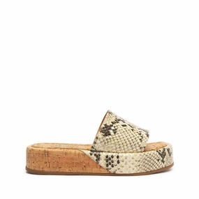 Yara Snake-Embossed Leather Sandal Bold Neon Anti Slip