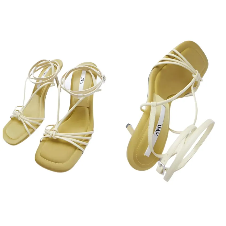 Zara Yellow Strappy Heeled Sandals Size EU 39 / UK 6 / US 8