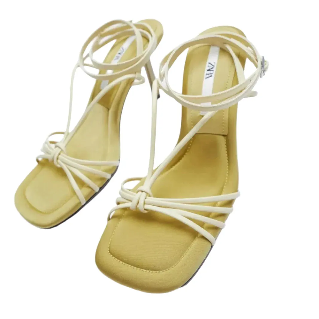 Zara Yellow Strappy Heeled Sandals Size EU 39 / UK 6 / US 8