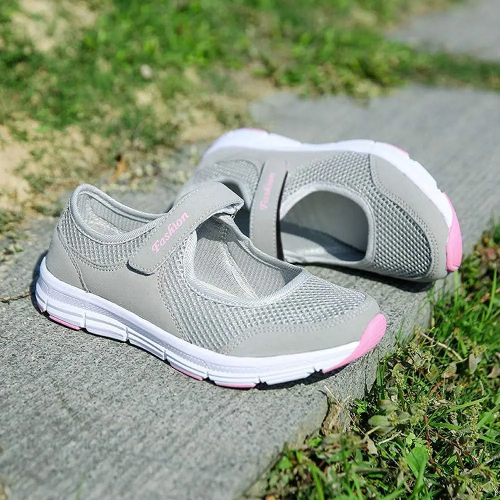 ZDLJYL Women's Casual Walking Sneakers Lightweight Breathable Flat Sports Shoes Non Slip Mesh Fitness Running Sports Shoes