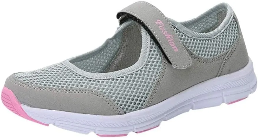 ZDLJYL Women's Casual Walking Sneakers Lightweight Breathable Flat Sports Shoes Non Slip Mesh Fitness Running Sports Shoes