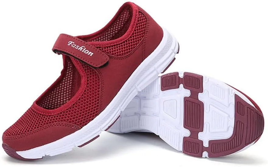 ZDLJYL Women's Casual Walking Sneakers Lightweight Breathable Flat Sports Shoes Non Slip Mesh Fitness Running Sports Shoes